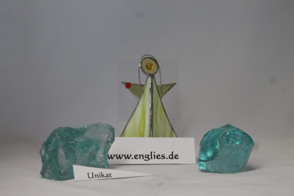 Glas-Engel moosgrün, D 8  Glas-Art-Unikat